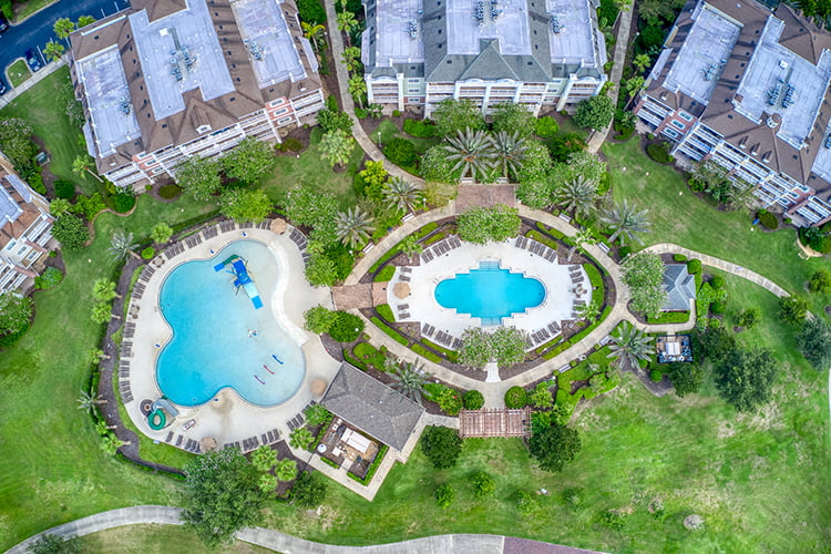 Aerial of Villas North Swimming Pools