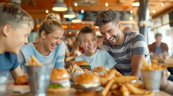 Family sharing a meal together