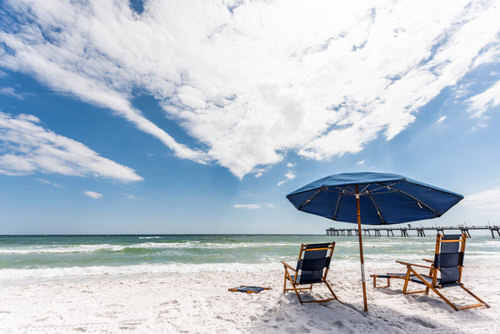 Chairs and umbrella on Fort Walton Beach florida