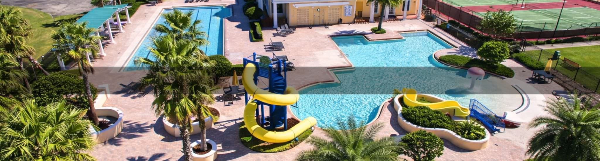 providence resort pool and waterslide aerial